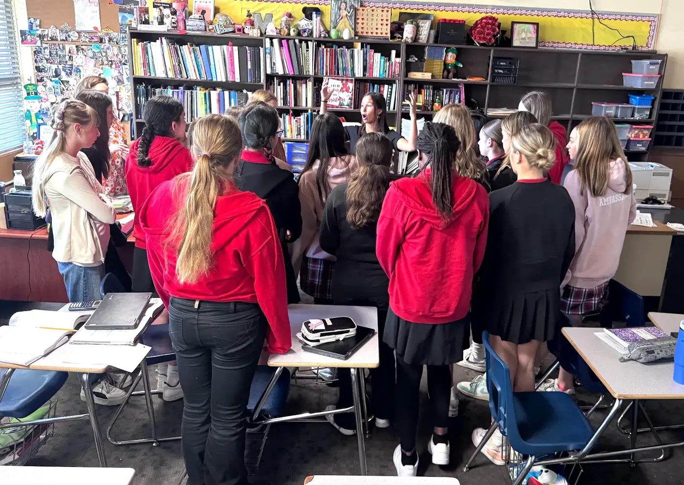 speaking to students in a classroom