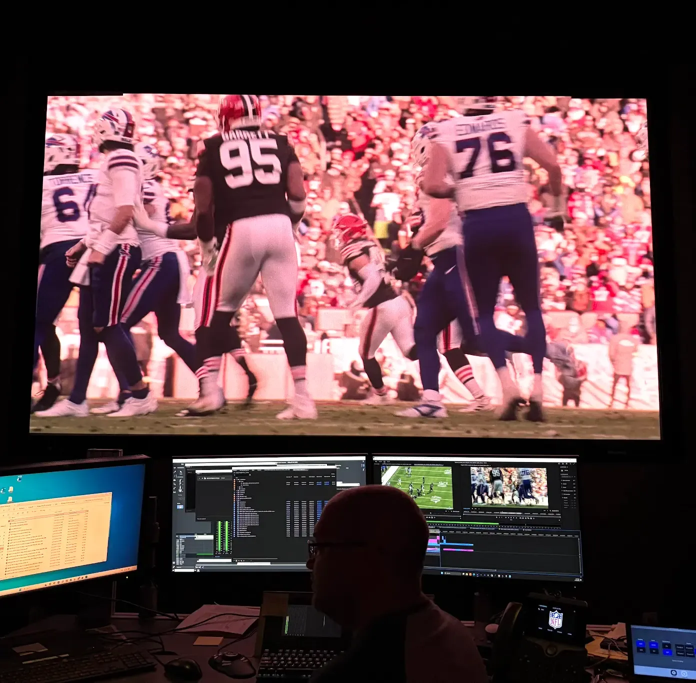 production screens during a game broadcast